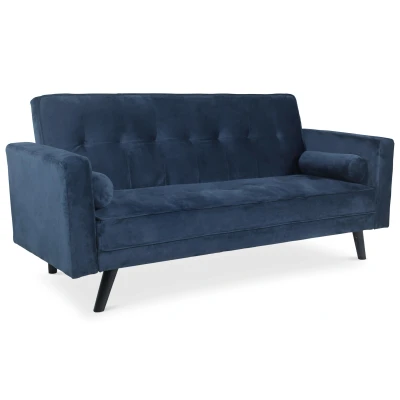 Abbildung von Slow Skandinavisches Schlafsofa mit Samtbezug Blau Menzzo