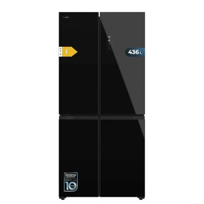 Abbildung von Cecotec Kühlschrank 4 Türen 436L Bolero CoolMarket 4D 436 Black Glass E. 183 cm Höhe und 83,6 Breite, Inverter Plus Kompressor, Total No Frost, Türalarm, Schnellkühl Gefrierfunktion