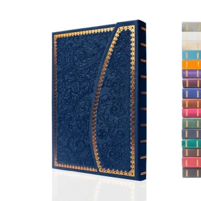 Abbildung von VICTORIA&#039;S JOURNALS Magnet Tagebuch, geschnitztes Vintage Notizbuch aus Kunstleder, Hardcover, pers?nliches linierte Seiten, Lesezeichen, 20,3 x 14,4 cm