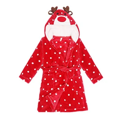 Abbildung von Baby Jungen &amp; Mädchen Unisex Bademantel 0 24 Monate Weicher Plüsch Flanell Fleece Kapuze Tier Gesicht für Babys Kleinkinder Neugeborene Rot Weihnachten Rentier 6 12