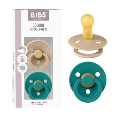 Abbildung von BIBS Colour Schnuller 2er Pack, BPA frei, Kirschform Nippel. Naturkautschuk/Latex, Hergestellt in Dänemark, Größe 2 (6 18 Monate), Taupe/Scuba