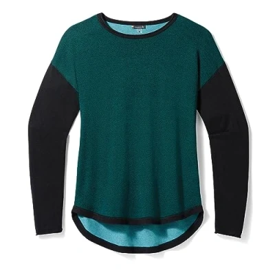 Abbildung von Smartwool Shadow PINE Colorblock Langarmshirt, Damen, Größe: Medium, Emerald black marl