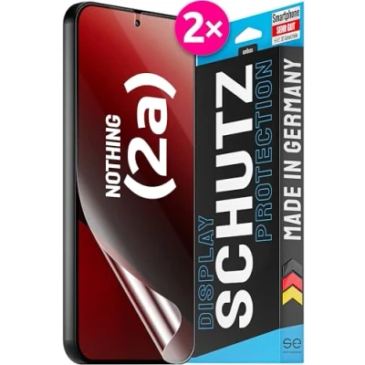 Abbildung von S.E für Nothing Phone (2a) Schutzfolie 2x Folien im SET aus Deutschland, kinderleichte Installationshilfe, staubfrei und blasenfrei, 2a Folie TPU Material, Full Screen, 100% Passgenau HD Klar