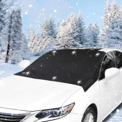 Abbildung von UQTUKO Frontscheibenabdeckung, Auto Scheibenabdeckung mit Magnet Faltbare Windschutzscheibe Abdeckung Winterabdeckung Eisschutzfolie gegen Frost, Sonne, Staub, Schnee, EIS 206x116cm