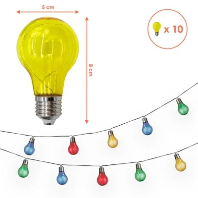 Abbildung von Spetebo LED Lichterkette Solar mit 10 bunten Glühbirnen, flammig, 450 cm lang Garten Dekobeleuchtung farbigen Lampen