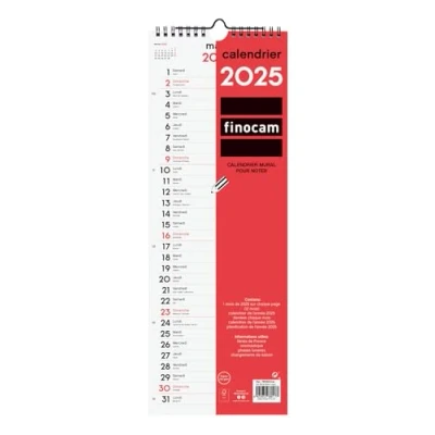 Abbildung von Finocam Neutraler Wandkalender zum Schreiben 2025 1 Monat pro Seite Januar Dezember (12 Monate) Französisch