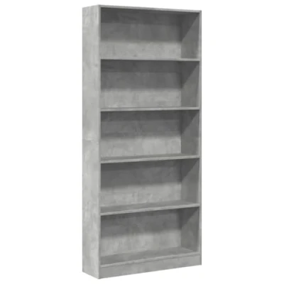 Abbildung von vidaXL Bücherregal, Bücherschrank Regal mit Stauraum, Standregal für Wohnzimmer Büro, Büroregal Aktenregal Aufbewahrungsregal, Betongrau Holzwerkstoff