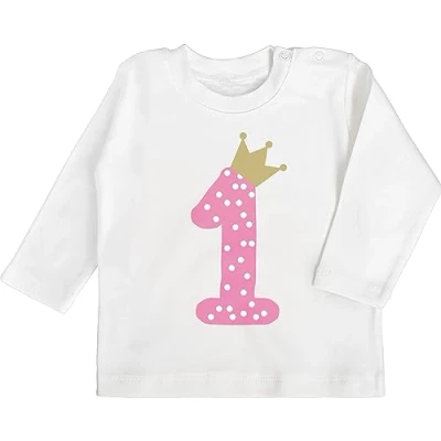 Abbildung von Shirtracer Baby Langarmshirt 1. Geburtstag Erster Krone Mädchen 12/18 Monate Weiß ich Bin 1 t Shirt Jahr 1st Birthday 1geburtstag Langarm Outfit 1jahriger Schon Shirts jetzt one Year