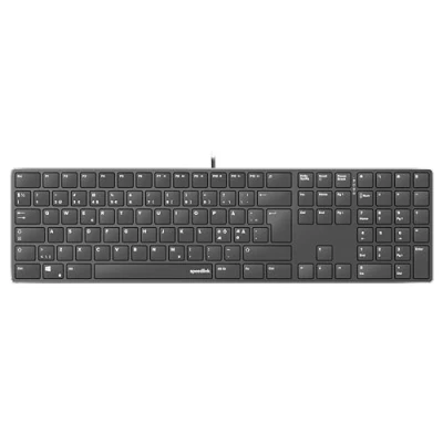 Abbildung von Speedlink Riva Scissor edles Metall Gehäuse, leise Tastatur Flache Tasten, PC mit Kabel USB, langlebige Switches, kabelgebunden, Skandinavisches QWERTY Layout Nordic, schwarz