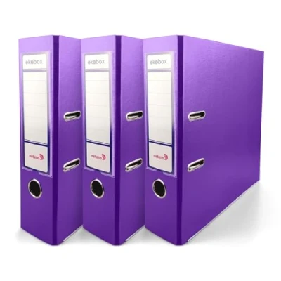 Abbildung von Netuno 3x Akten Ordner Lila DIN a4 Ekobox 2 Ring Mechanik Ringorder 8cm Kunststoff breit Büroordner Plastikordner Briefordner Ringmappe breiter Aktenordner PP farbig