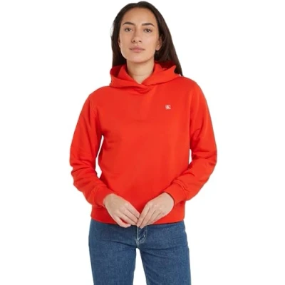 Abbildung von Calvin Klein Jeans Badge Regular Hoodie Sweatshirt, Damen, Größe: Small, Fiery red