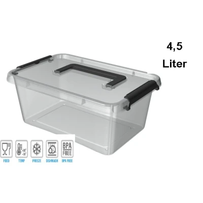 Abbildung von ORPLAST SimpleStore Box mit Clips und Griff 4,5 Liter 29 x 20 12cm transparent