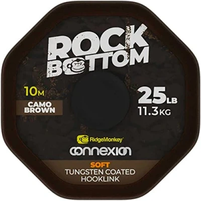 Abbildung von Ridgemonkey Connexion Rock Bottom Camo Braun Tungsten Soft Coated Vorfachmaterial (25lb) Karpfen