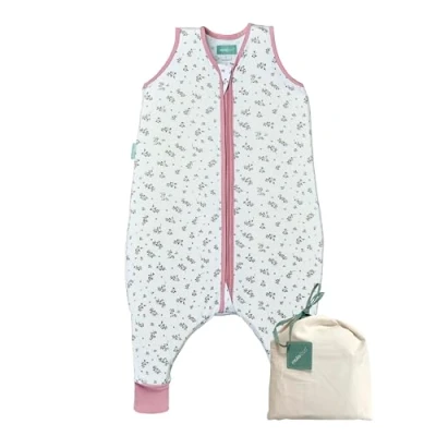 Abbildung von molis&amp;co. Baby schlafsack mit Füßen. 0.5 TOG. Größe: 80 cm. Ideal für den Sommer. Bloom Pink. 100% Baumwolle (OEKO TEX 100).