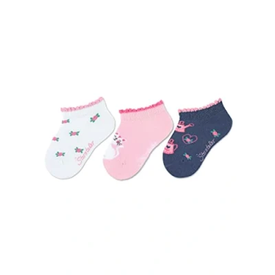 Abbildung von Sterntaler Baby Mädchen Socken Sneaker Söckchen 3er Pack Katze Baby, Babysöckchen, Babysocken aus Baumwolle weiß, 18