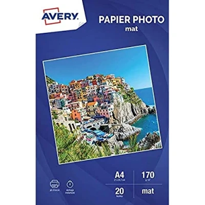 Abbildung von Avery 2585 20 Blatt Fotopapier Premium 170 g/m² A4 Eindruck Tintenstrahldrucker Matt Weiß