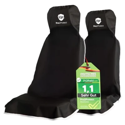 Abbildung von Pro2Protect [ Test SEHR GUT Autositzschoner Vordersitze WASSERDICHT 2er Set Autositzbezüge,Sitzauflage Sitzbezüge Auto Schonbezug vorne, Autositzauflage,Sitzschoner Zubehör Innenraum