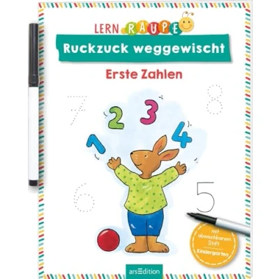 Abbildung von Lernraupe Ruckzuck weggewischt! Erste Zahlen: mit abwischbarem Stift Lernheft Rätseln zum Immer wieder Machen