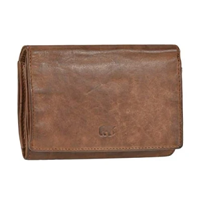 Abbildung von Bear Design Geldbörse &quot;Lieke&quot; Cow Lavato Leder, Damenbörse, Portemonnaie, 9 Kartenfächer, kompakt, cognac
