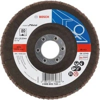 Abbildung von Bosch Professional DIY Fächerschleifscheibe (für Winkelschleifer verschiedene Materialien, bombierte Ausführung, Ø 125 mm, Körnung 80), d=125x22,23mm, 2608606718