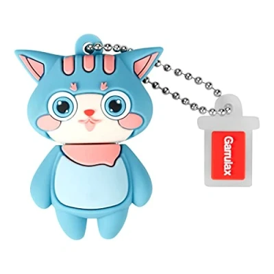 Abbildung von GARRULAX USB Flash Laufwerke, 16GB wasserdichtes Silikon USB2.0 High Speed Daumenlaufwerke Memory Stick Pen Datum Speicher Pendrive U Disk(Cyan Cat)