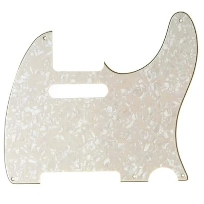 Abbildung von Musiclily 5 Löcher Vintage Tele Pickguard Gitarren Schlagbrett für Fender American/Mexican Telecaster E Gitarre, 4 lagig Parchment Pearl