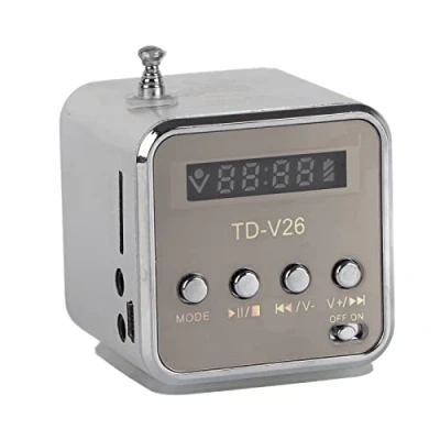Abbildung von Cuifati Lautsprecher Musik Player Tragbar Leichtes FM Radio Stereo PC Fashion Support TF Karte und U Disk Stecker Play FAT16/FAT32 Dateisystem(Silber)
