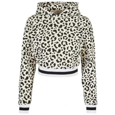 Abbildung von Urban Classics Short AOP College Kapuzenpullover, Damen, Größe: 3XL, White/sand/leo