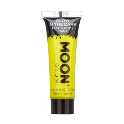 Abbildung von Moon Glow, im Dunkeln leuchtende Gesichts und Körperfarbe, phosphoreszierend, zum Leuchten aufladen (Gelb, 12 ml)