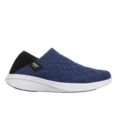 Abbildung von MBT M2600 Slip On Damenschuhe ohne Schnürsenkel. Anatomische und Bequeme Walking Sneakers. Physiologische Komfort Stabilitätsschuhe mit gebogener Laufsohle. Moderne Blaue
