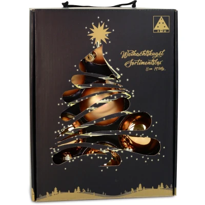 Abbildung von RIFFELMACHER &amp; WEINBERGER Weihnachtsbaumkugel &quot;Weihnachtsdeko, Christbaumschmuck, Christbaumkugeln Glas, goldfarben&quot;, (Set, 14 St.), Ø ca. 8 cm, aus mit praktischer Aufbewahrungsbox