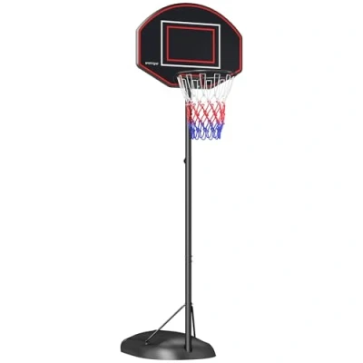 Abbildung von SPORTNOW Basketballständer 221 282 cm Höhenverstellbar, mit Bruchsicherer Rückwand und Rädern (Basketballanlage, 1 St., Basketballkorb Ständer), für Erwachsene, Stahl, Schwarz
