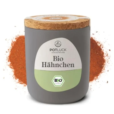 Abbildung von POTLUCK Bio Hähnchen Gewürzzubereitung für gebratenes, gegrilltes oder geschmortes Marinaden und Rubs 65g im Keramiktopf