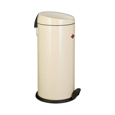 Abbildung von Wesco klassischer Tretabfallsammler CAPBOY MAXI in der Farbe mandel, pulverbeschichtetes Stahlblech, Metalleinsatz aus 22 Liter Volumen, Kunststoff Fußtritt