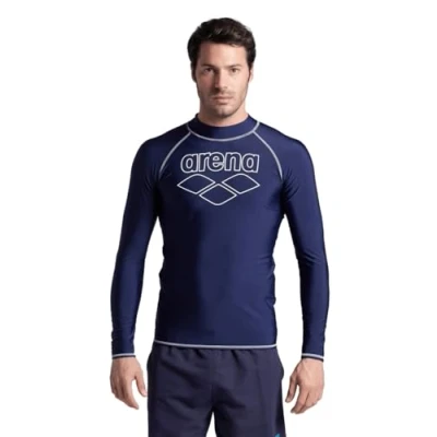 Abbildung von Arena Herren Mens Rash Vest L/S Graphic Shirt, Navy White, L EU