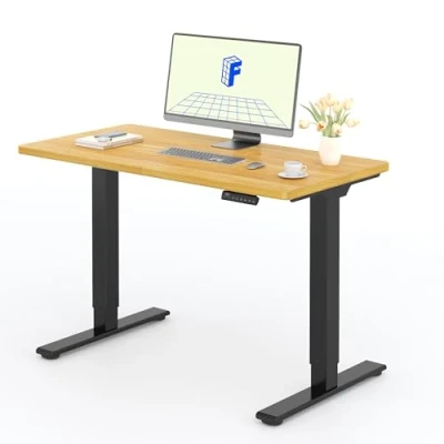Abbildung von FLEXISPOT Höhenverstellbarer Schreibtisch mit 2 Motoren &amp; 25MM einteiliger Tischplatte,ergonomischer Bürotisch 120 x 60 cm Ahorn, schwarzes Gestell