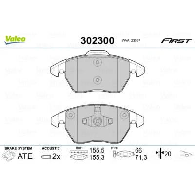 Abbildung von VALEO 302300 Bremsbelagsatz Vorderachse inkl. Verschleißwarnkontakt mit Anti Quietsch Blech SEAT: Ibiza 4 Schrägheck, Sportcoupe, ST