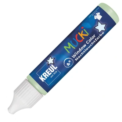 Abbildung von KREUL 24436 Mucki Window Color, Nachtleuchtfarbe, 29 ml Pen, Fenstermalfarbe auf Wasserbasis, parabenfrei, glutenfrei, laktosefrei, vegan, leicht vermalbar, auswaschbar