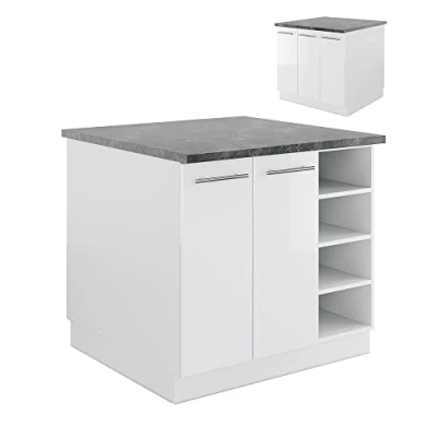 Abbildung von Vicco Unterschrank Fame Line, Weiß Hochglanz/Weiß, 90 cm ohne Arbeitsplatte