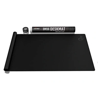 Abbildung von NITRO CONCEPTS DM16 Gaming Mauspad XXL 1600x800 Millimeter Fransen Freie Ränder Microfaser Großes Non Slip Mousepad Schwarz