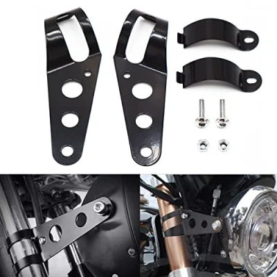 Abbildung von Hotiko Motorrad Scheinwerferhalter Gabeln UNIVERSAL 35mm 43mm 2 Stück (Schwarz)