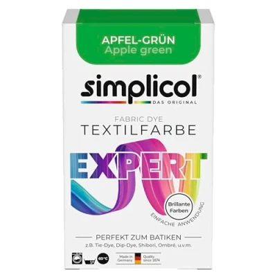 Abbildung von simplicol Textilfarbe expert Apfel Grün Perfekt zum Batiken und für kreative DIY Projekte Einfache Anwendung Farbpulver 150 g
