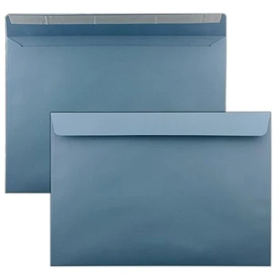 Abbildung von 10x große XXL Briefumschläge DIN C4 in Grau Blau 22,9 x 32,4 cm Haftklebung ohne Fenster Versandtasche für A4 geeignet