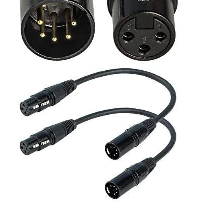 Abbildung von SiYear 3 Pin XLR Buchse auf 5 Stecker Audiokabel für Mikrofon DMX Stage Light Turnaround XLR3F XLR5M Adapterkabel （12inch / 2Pack