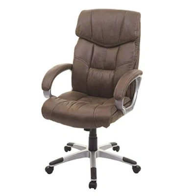 Abbildung von Mendler Bürostuhl HWC A71, Chefsessel Drehstuhl Schreibtischstuhl, Stoff/Textil, FSC® Wildleder Optik braun