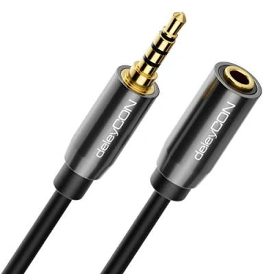Abbildung von deleyCON 3m Headset Kopfhörer Verlängerung AUX 3,5mm Klinke CTIA 4
