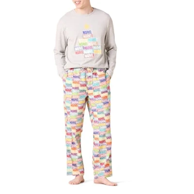 Abbildung von Amazon Essentials Disney Marvel Star Wars Herren Schlafanzug Schlaf Sets Flanell, Holiday Bricks Mens, S