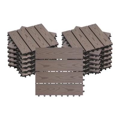 Abbildung von WOLTU WPC Terrassenfliesen Holzoptik Terrassendielen Fliese in Bodenbelag mit klicksystem, für Terrasse und Balkon 30x30 cm im Set Braun (22 Stück / 2 m²)