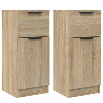 Abbildung von vidaXL 2X Sideboard Kommode Anrichte Schrank Beistellschrank Mehrzweckschrank Standschrank Wohnzimmer Sonoma Eiche 30x30x70cm Holzwerkstoff