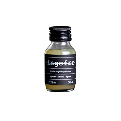 Abbildung von Ingefaer Ingwer Schnaps 25% (1 x 50ml) mit Zitronensaft und Agave, Ingwerlikör Alternative als Absacker oder Shot, Spirituose für spritzige Cocktails aus der Heimat Destille Handcrafted